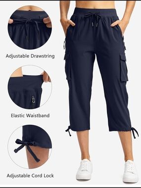 Women’s Navy Cargo Capri Pants with Adjustable Waist PLUS SIZE - Never Worn